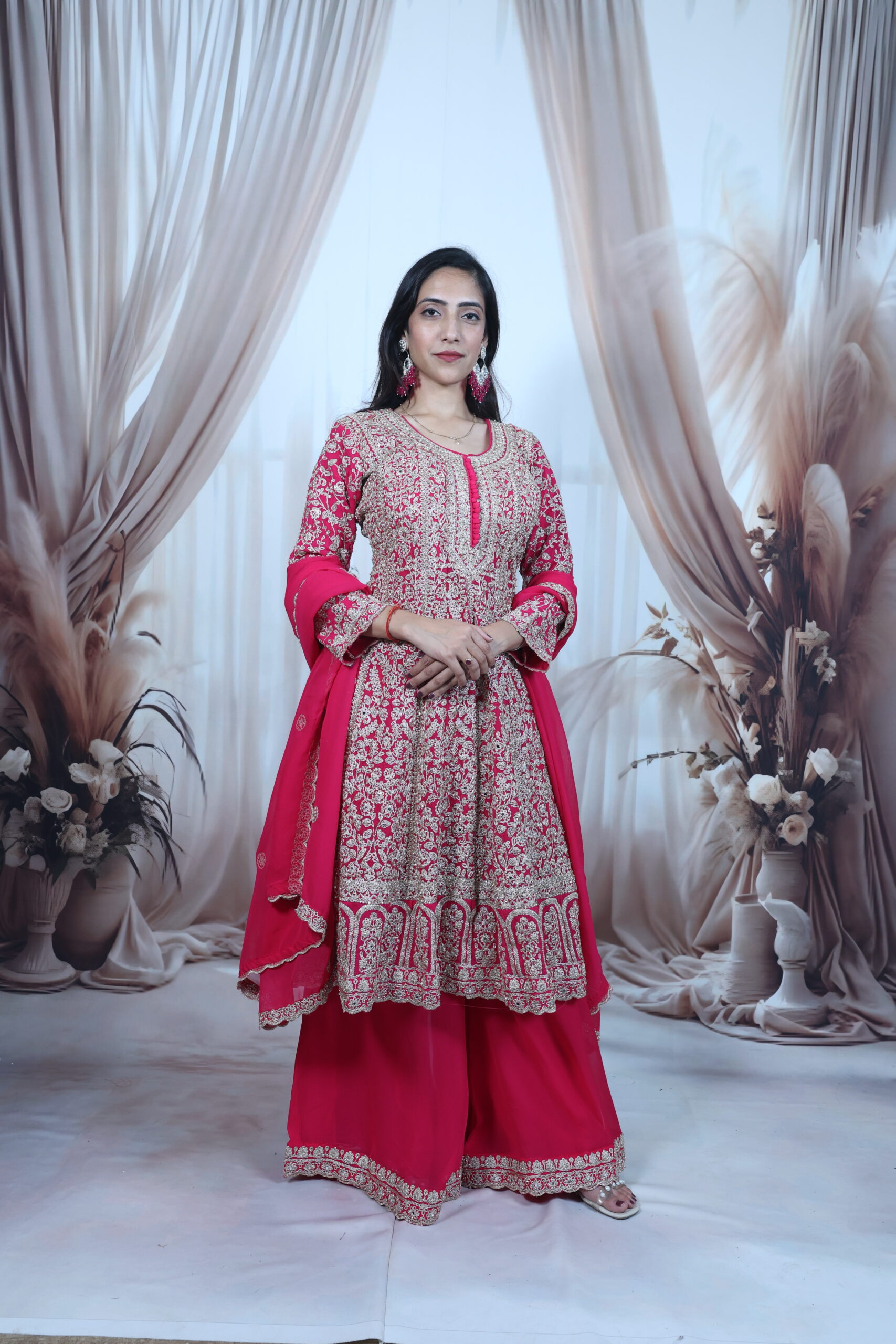 Heavy Embroidered Anarkali With Sharara